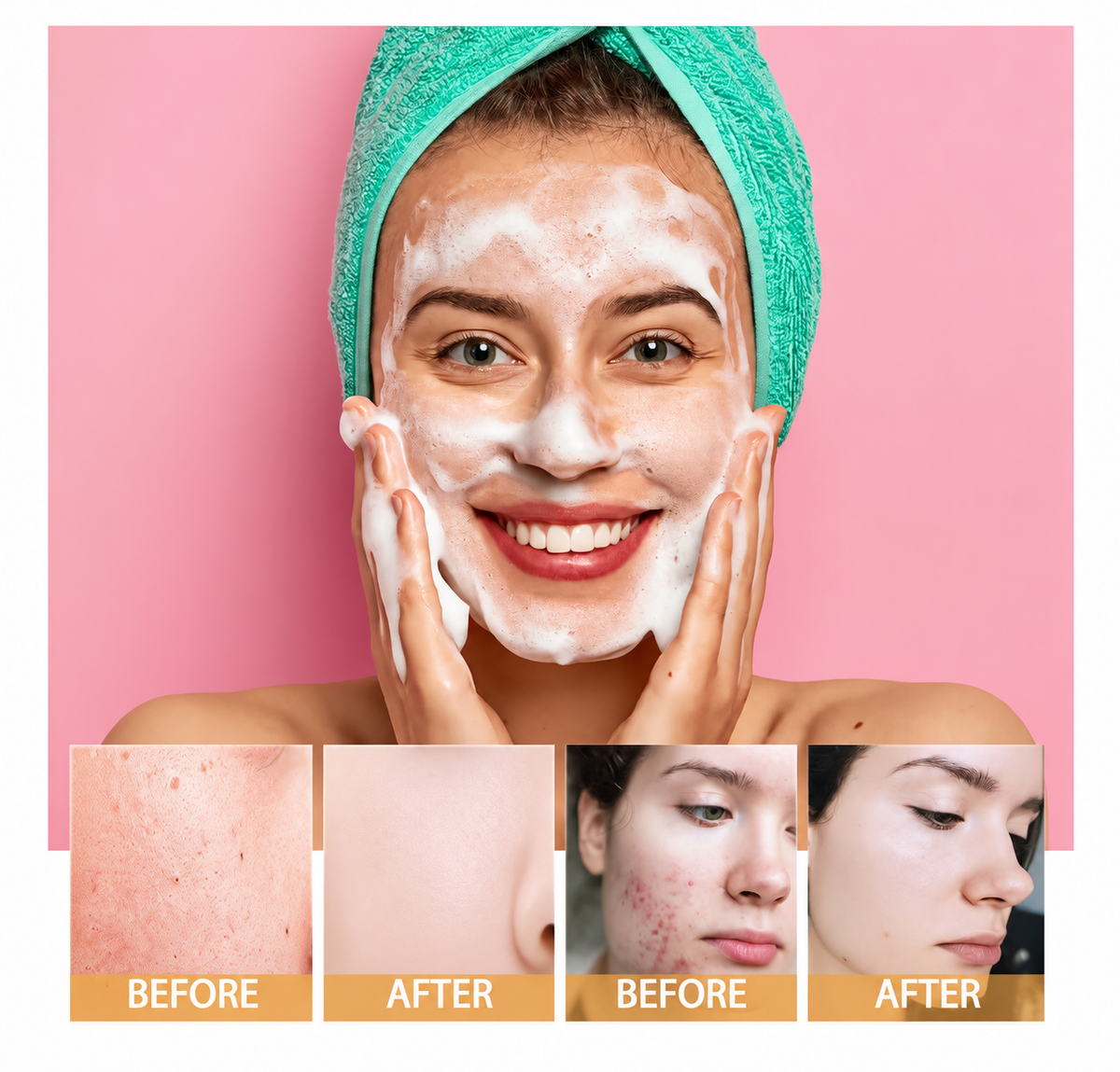 Brightening Foaming Facial Cleanser with Turmeric Hyaluronic Acid and Ceramide for All Skin