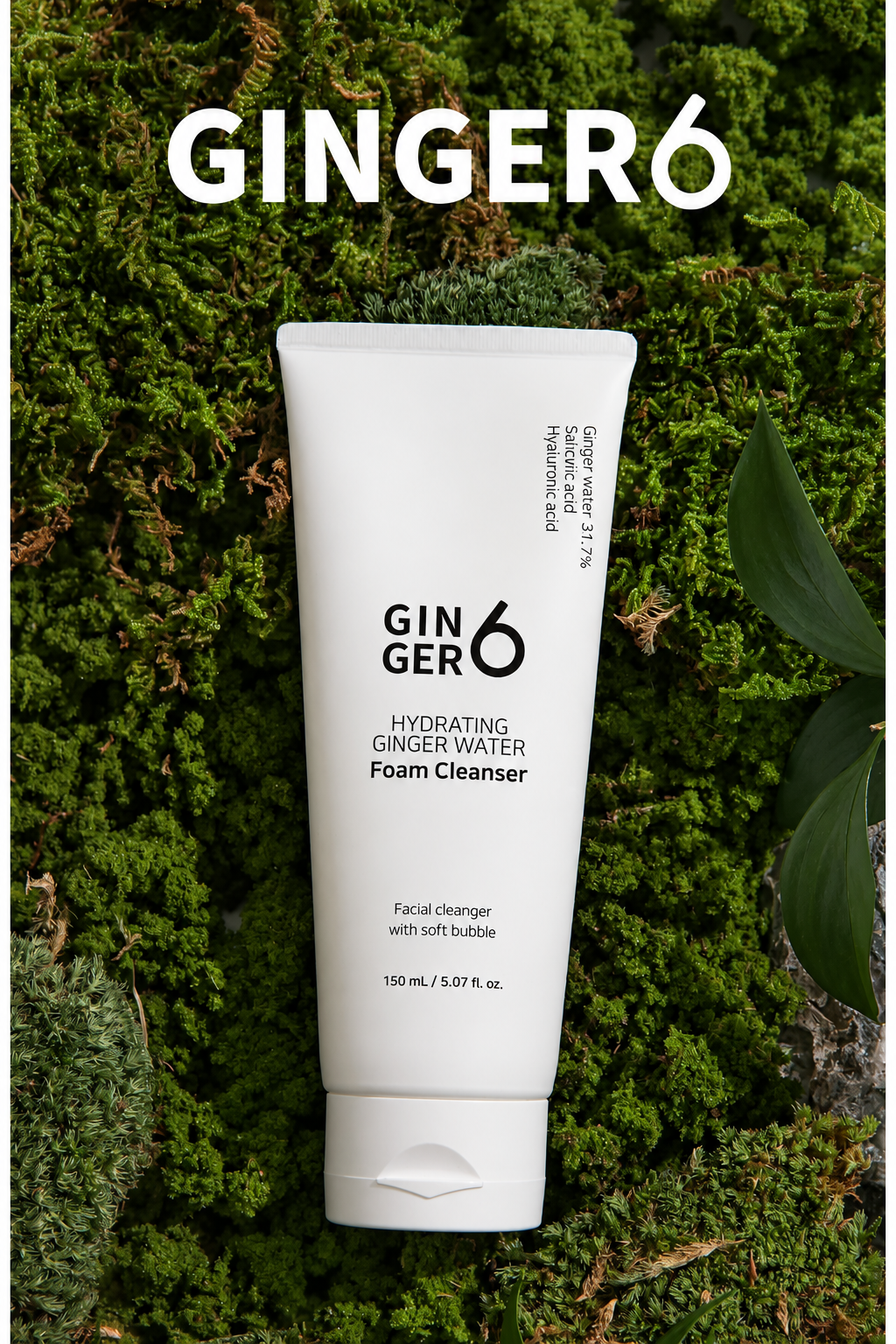 GINGER6 Ginger 6 Hydrating Foam Cleanser, Micro Bubble Formula Deep Cleansing