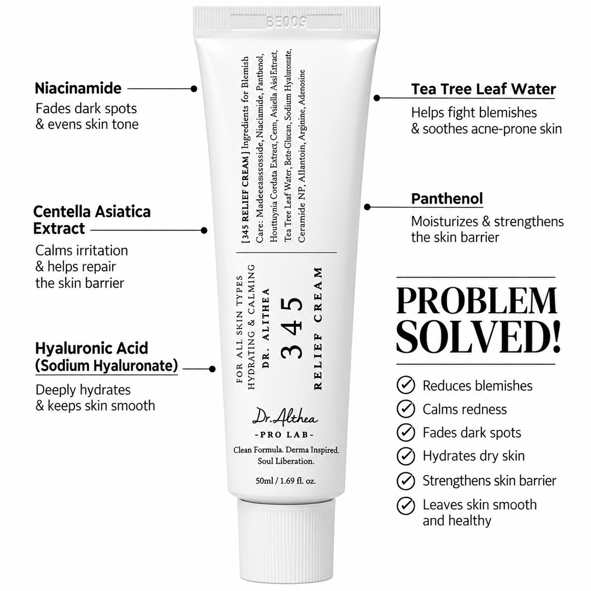 Relief Cream daily face Moisturizer  blemish Relief Care & Moisture with Niacinamide Panthenol