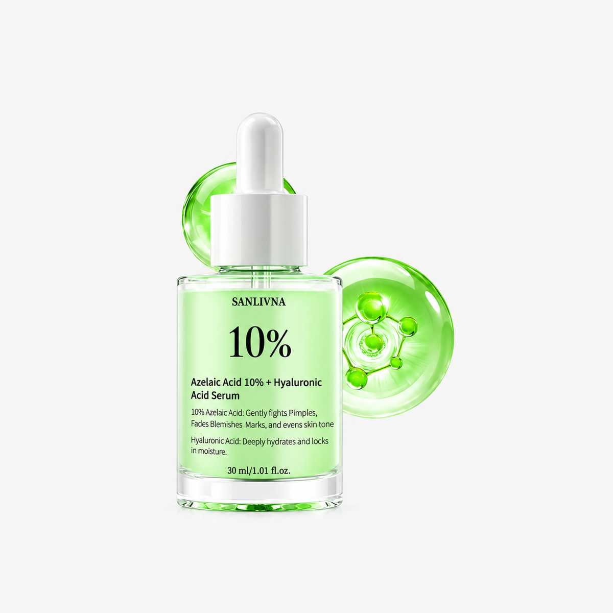 Azelaic Acid 10% Serum + Hyaluronic Acid  Acne Treatment Moisturizing Facial Skin Care