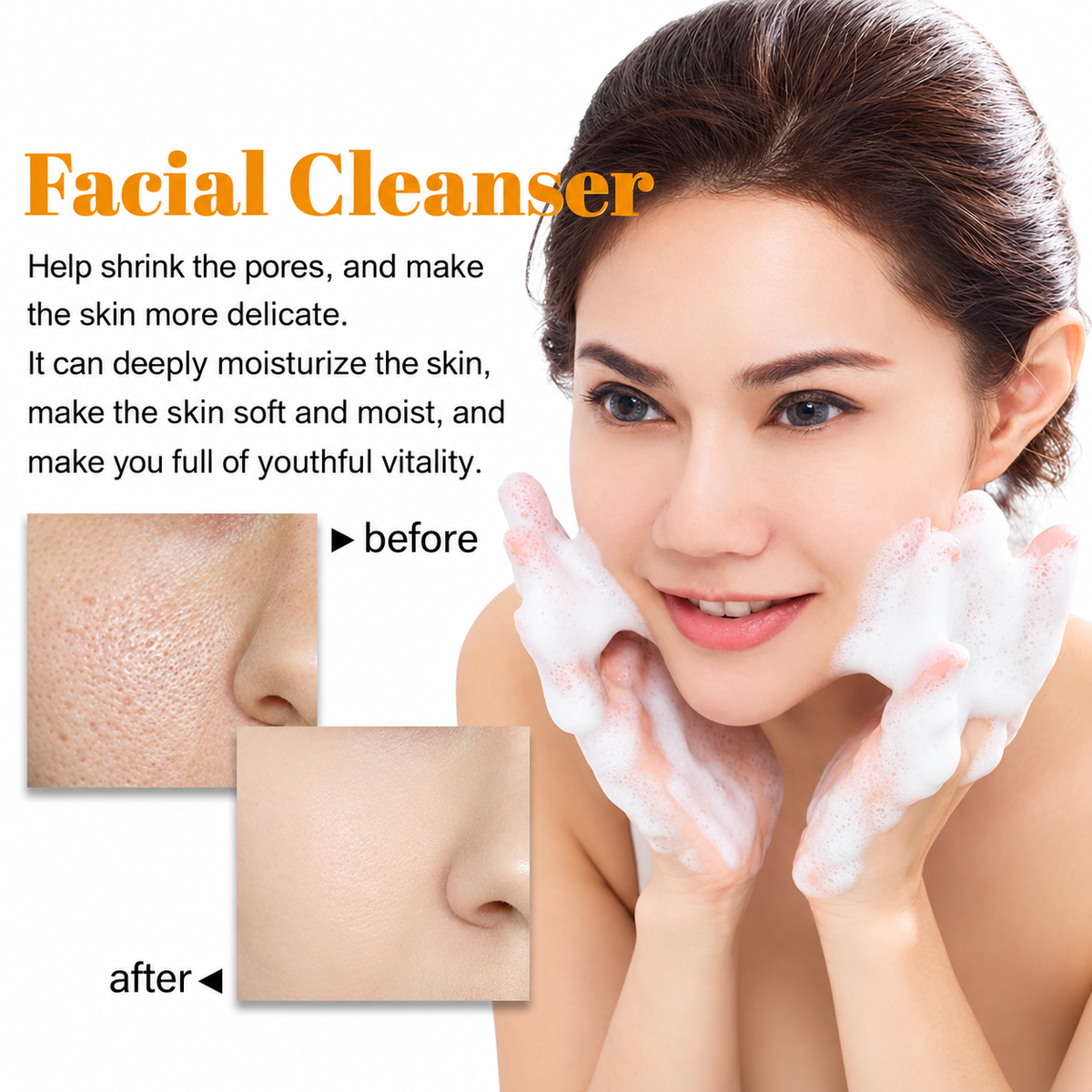 Brightening Foaming Facial Cleanser with Turmeric Hyaluronic Acid and Ceramide for All Skin